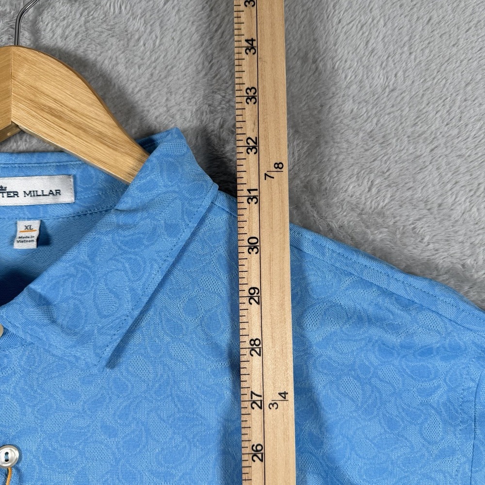 Peter Millar Mens XL Blue Paisley Stretch Short Sleeve Polo MS20EK83S - Picture 6 of 8
